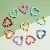 Colorful Alloy Multi-shaped Keychain Ring Spring Buckle Diy Accessories Jewelry - Three-dimensional love 26x25mm 5 pcs/pack