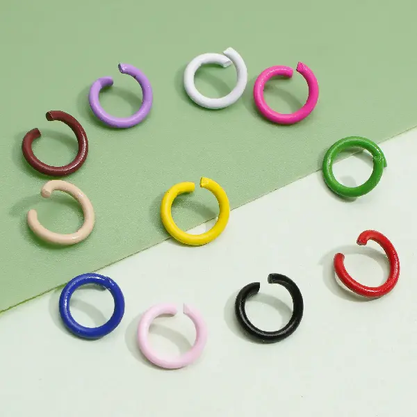 Iron spray-painted open ring, diameter 8mm, wire diameter 1.2mm, 100 pcs/pack,chaincharmsupply.com